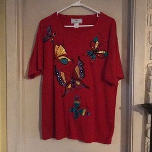 Beautiful beaded butterfly tee